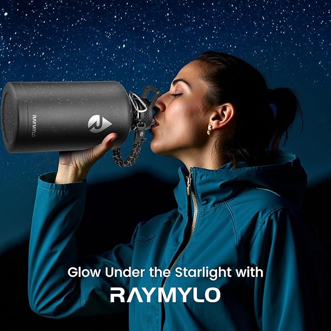 128oz Insulated Water Bottle, Triple Wall Vacuum Stainless Steel Water Bottles - Keeps Cold 48H, Reusable One Gallon Flask Jug for Gym, Sports, Camping, Hiking,Travel, Black Speckled-FlexoryFit