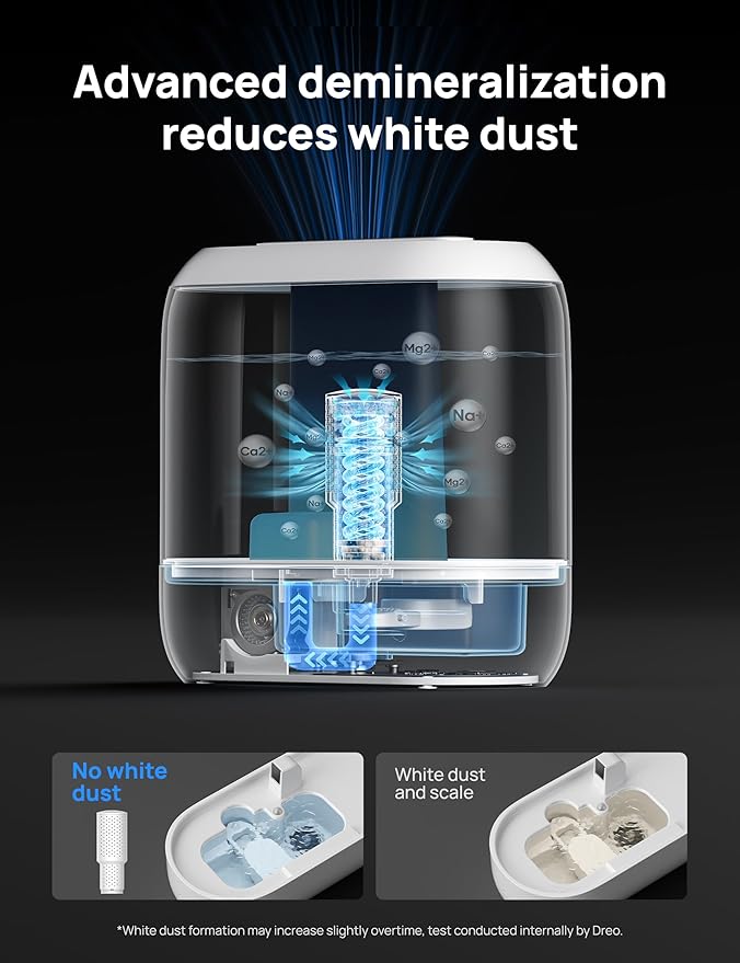 Dreo Humidifiers for Bedroom, Top Fill 4L Smart Cool Mist Humidifier with Oil Diffuser, Cartridge, Nightlight, 36H Runtime, Quiet Ultrasonic Humidifiers for Home, Baby Nursery, Plants, Office, HM311S