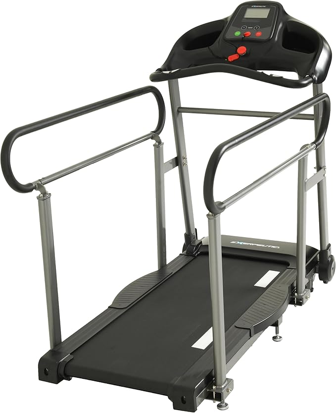 Senior Fitness Treadmill, 400 lb Capacity, Safe Design with Full-Length Rails, Low Step-Up Height, 0.2–4 MPH Motorized Walking Treadmill for Elderly, Recovery & Home Exercise-FlexoryFit