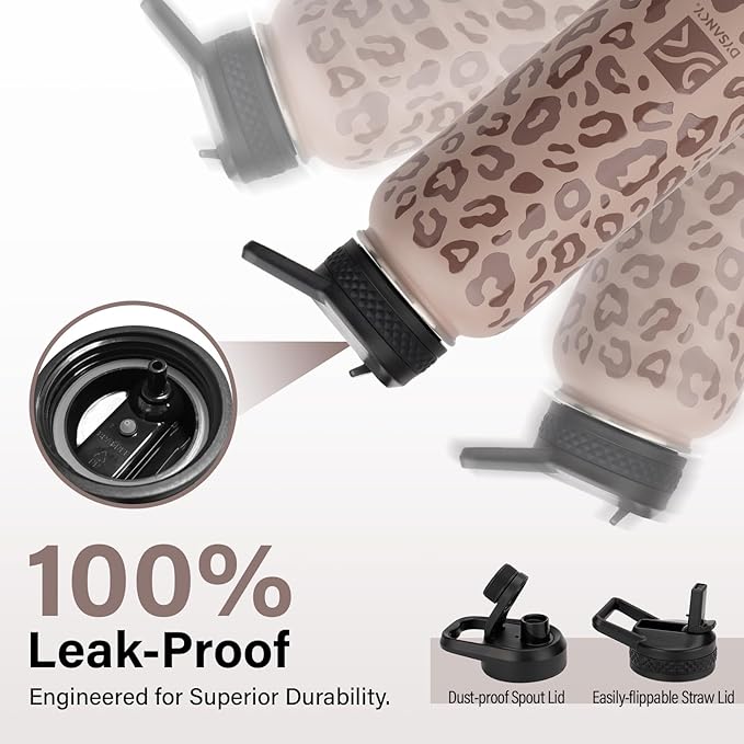 Insulated Water Bottle | Thickened Stainless Steel Vacuum Metal | Portable Sports Water Jug for Gym and Hiking with Straw, Carrier Bag, Handle Strap | BPA-Free 32 oz-FlexoryFit