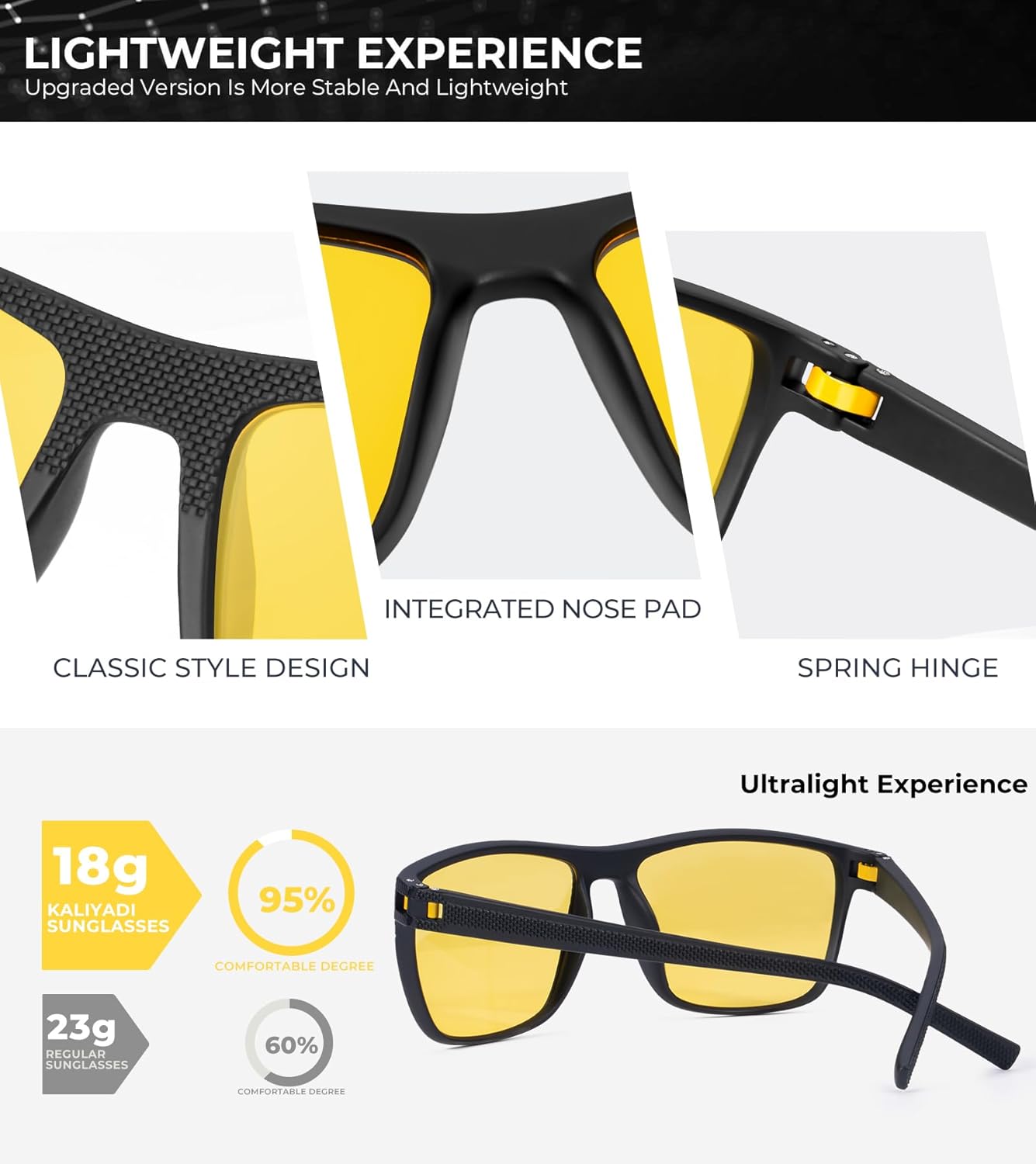 KALIYADI Polarized Sunglasses for Men, Lightweight Sun Glasses with UV Protection for Driving Fishing Golf