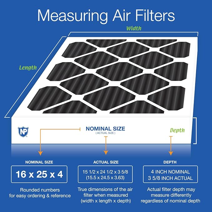 Nordic Pure 16x25x4 Pure Carbon Pleated Odor Reduction Merv 8 Furnace Filter 1 - Image 2