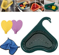 Faucet Hanging Filter Basket for Kitchen Sink, Faucet Hanging Filter Basket, Kitchen Sink Drain Basket Swan, Multifunctional Drain Basket for Kitchen Drain Strainer (Green)