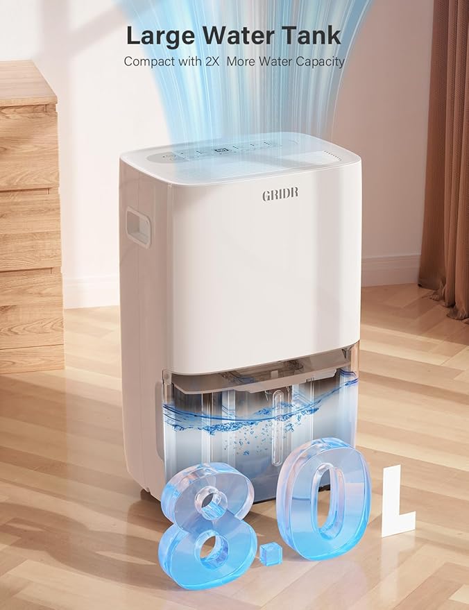 4500 Sq.Ft Energy Star Dehumidifier for Basement with Pump, Max 80 Pint/D(Standard 50Pint/D) Dehumidifier with Drain Hose, 8L Water Tank, Intelligent Humidistat, for Home, Bedroom, Bathroom