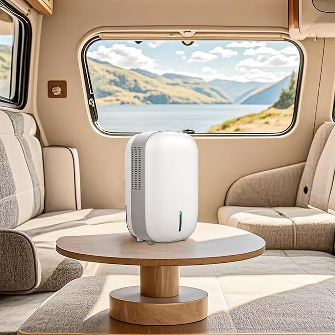 Mini Portable Dehumidifier for Home. Quiet. Auto Shut-OFF. Power Off Memory. Electric Dehumidifier for Small Space. Good for Small Bathroom Basement Bedroom Closet Safe Pantry RV Camper Yacht