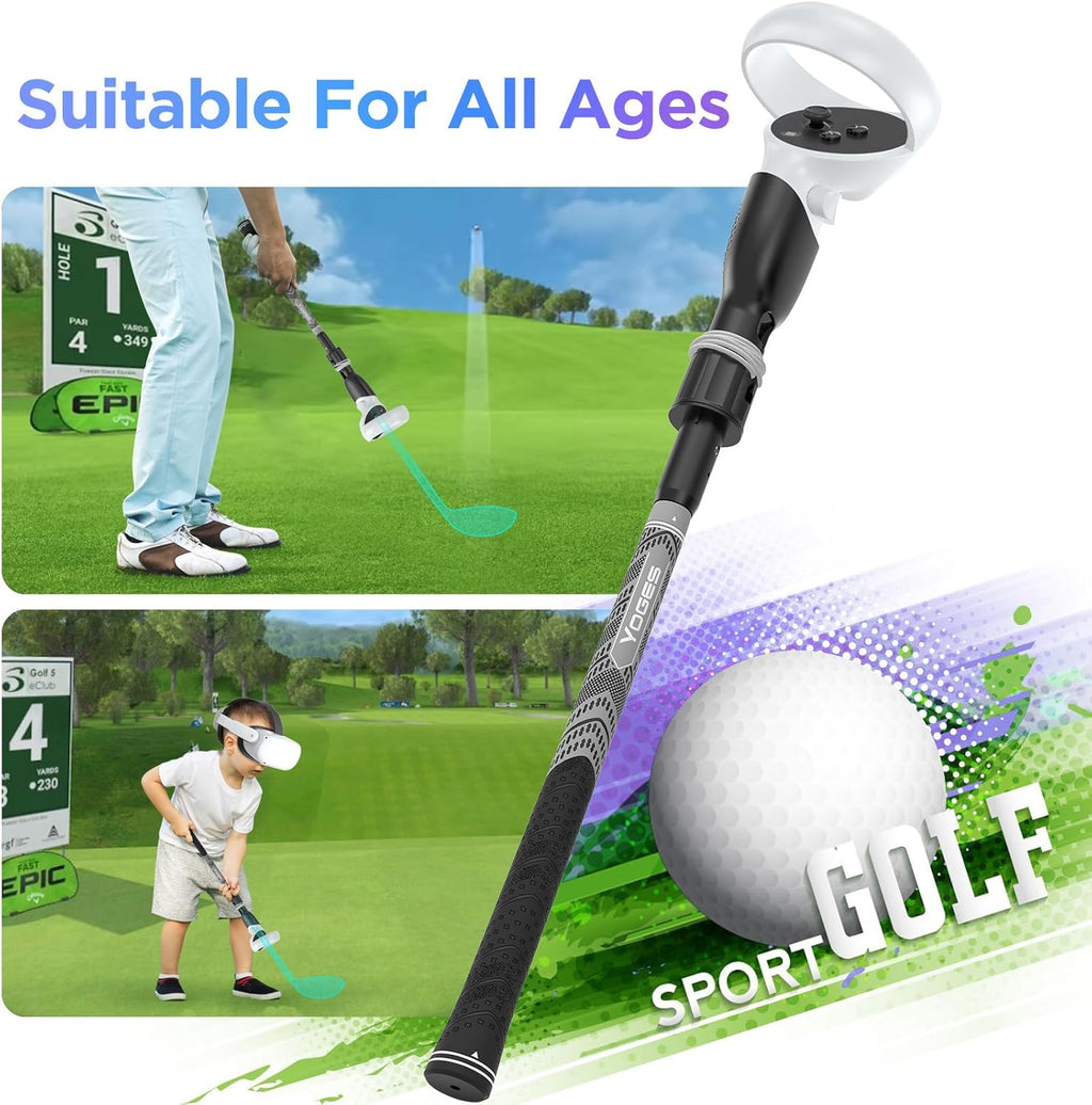 YOGES VR Golf Club Handle Compatible with Oculus-Quest 2-Accessories, Virtual Reality Baseball Controller Attachment, Simulator Real Golf Game Bat Adapter for Golf+, Walkabout Mini Golf, Golf5eclub