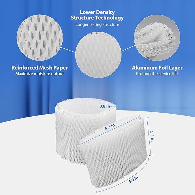 Extolife 3 Pack WF2 Humidifier Filters for Vicks Humidifier V3100 V3500 V3600 V3700 V3800 V3850 V3900, for Kaz 3020, for Honeywell HCM-350 HCM-630 HCM-300T, for Sunbeam 1118 1119, ECM-250i, ECM-500