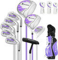 10 Pieces Complete Mens Womens Golf Clubs Set Right Hand for Men Women Includes Stand Bag with Rain Hood, 1#Driver 3#Wood #5 Hybrid,with 3 Head Covers, 6# 7# 8# 9# PW# Irons and Putter
