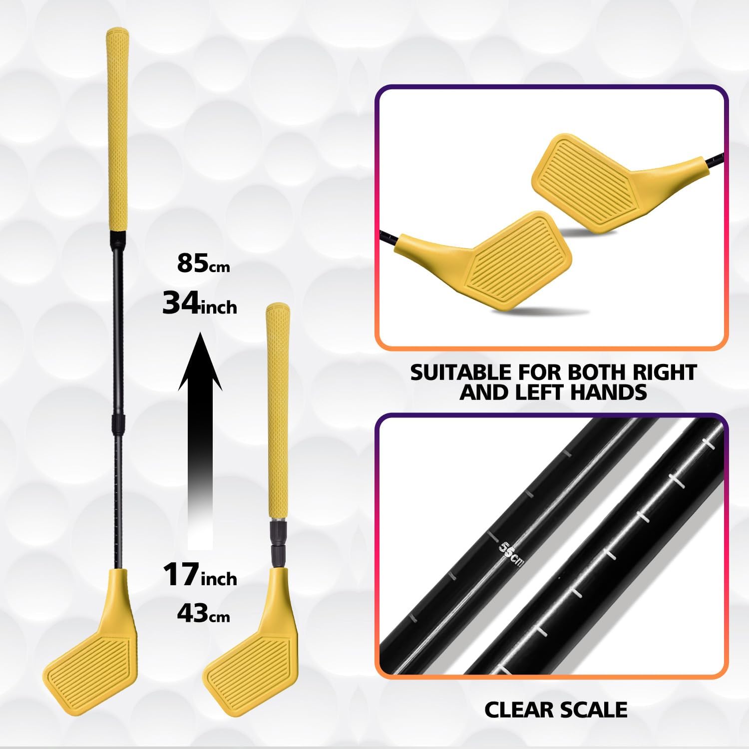 Kids Golf Club Set, Adjustable Backyard Outdoor Indoor Golf Clubs with Oversized Club Heads for Kids, Juniors, and Family Play Golf Game in Grass, Parks, Yards (Yellow)