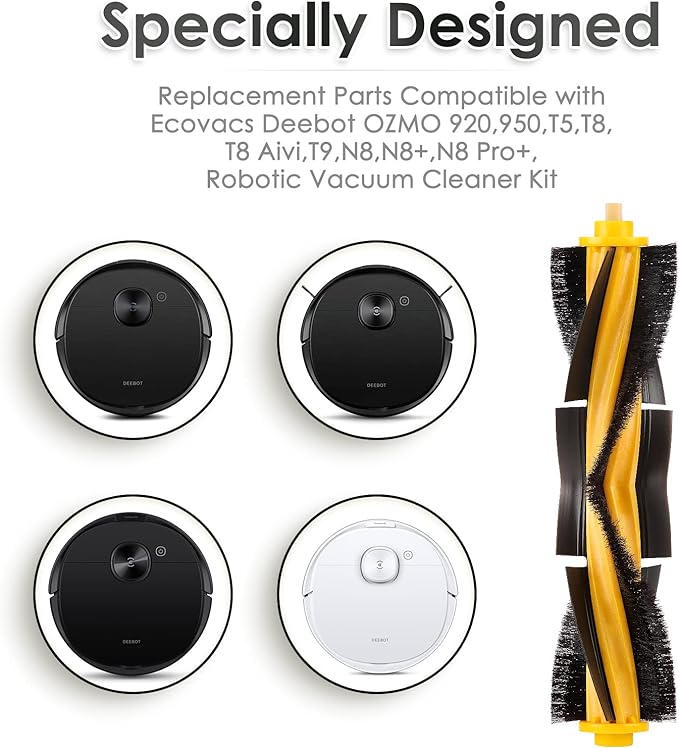 (2 Pieces) N10 Roller Brushes Main Brush Replacement Parts for Robot Vacuum Ecovacs DEEBOT OZMO N10 N10 Plus 920 950 T8 AIVI Max T9 T5 N5 N7 N8+ N8 Pro DX55 DX93 DJ65