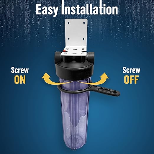 High Capacity 20 x 4.5” Whole House Filter Purifier System for Well or City Water, Presser Relief Button, 1” NPT Brass Port, Double O-Ring, Meets NSF Standards & Regulations (Transparent, 2 Sets)