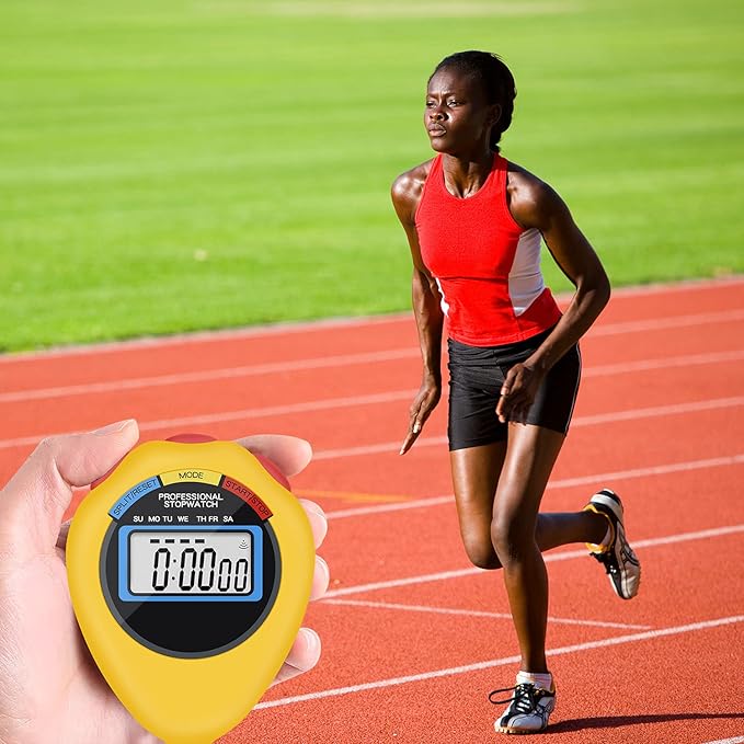12 Pack Multi-Function Electronic Digital Sport Stopwatch Timer, Large Display with Date Time and Alarm Function,Suitable for Sports Coaches Fitness Coaches and Referees (Yellow)-FlexoryFit