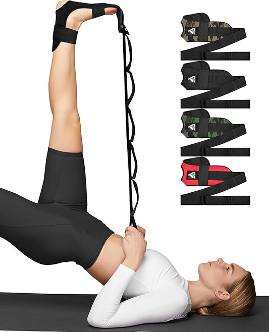 RDX Yoga Stretching Strap, Ankle Ligament Stretcher Belt with Loops Ligament Stretch Band, Fitness Leg Stretcher for Plantar Fasciitis, Foot Stretch Assist for Hamstring, Flexibility Exercise-FlexoryFit