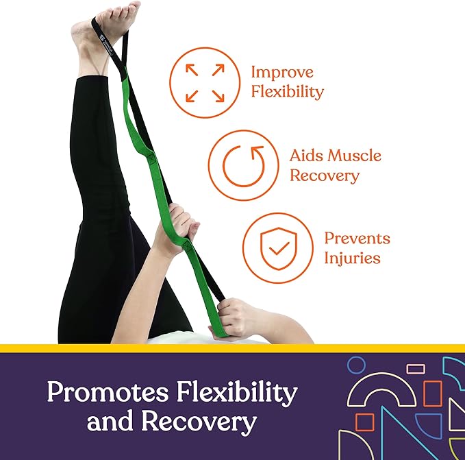 SPECIAL SUPPLIES Yoga Strap for Stretching, Stability Training, Fitness, Flexibility, Physical Therapy, Home Workout Equipment, Strength Training, and Pilates (Green)-FlexoryFit