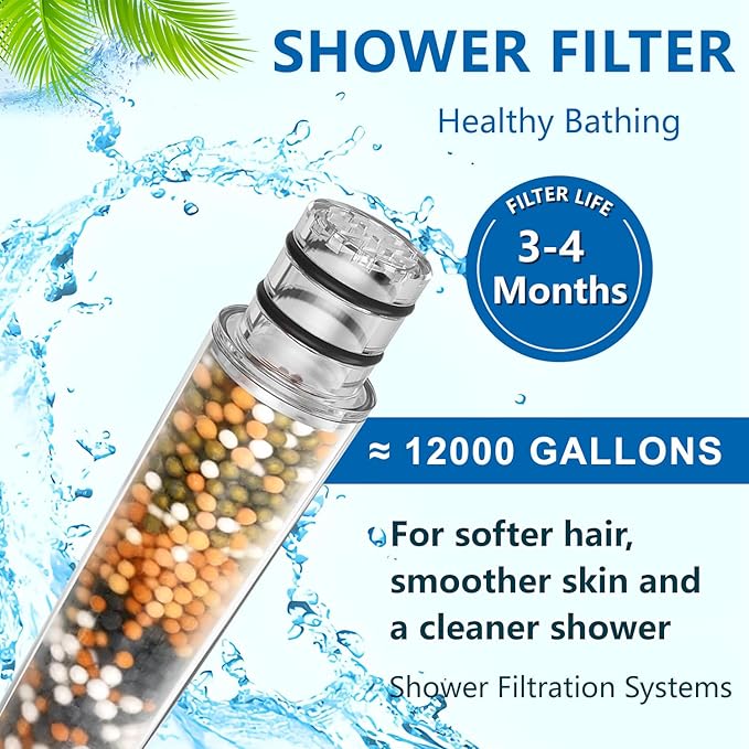Replacement Filter for Shower Head,Compatible with SR SUN RISE Handheld Shower Head Cartridge,for Hard Water Remove Chlorine and Harmful Substances.(4 Pack)