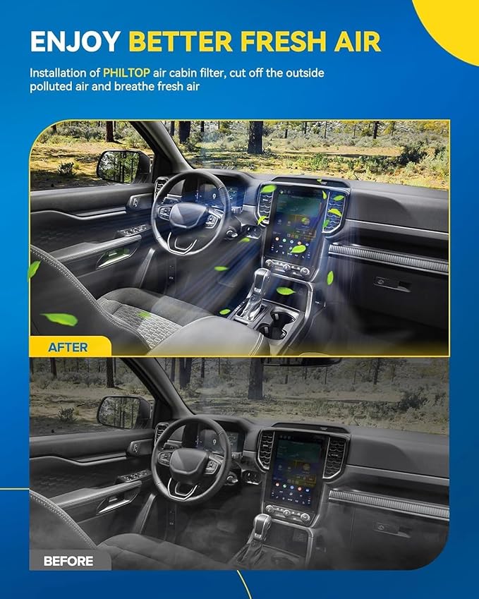PHILTOP Cabin Air Filter, Replacement for CF10548, 2007-2012 Escape,2007-2011 Mariner,2008-2011 Tribute, Premium Cabin Filter with Activated Carbon Filter