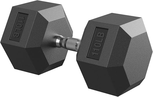 Hex Dumbbell 40-125 lb, Rubber Encased Exercise & Fitness Dumbbells, Hand Weight for Strength Training-FlexoryFit