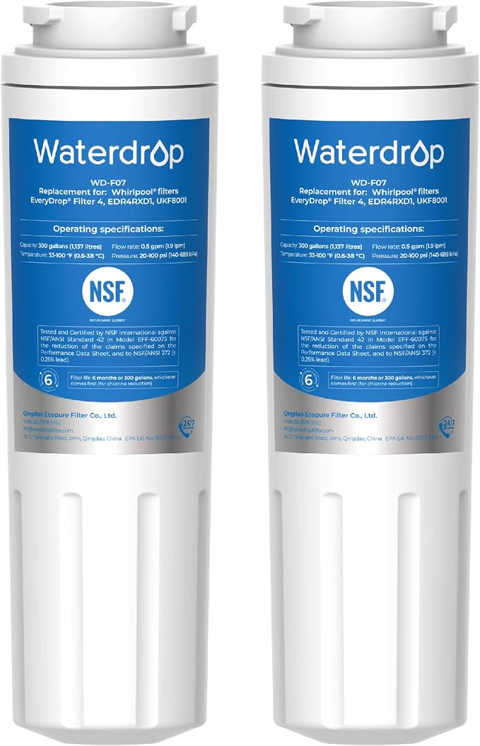 Waterdrop EDR4RXD1 Replacement for EveryDrop® Filter 4, Whirlpool® UKF8001 by Waterdrop