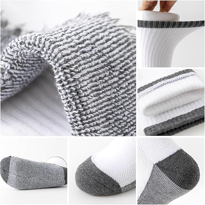 JOYNÉE 8 Pairs Mens Breathable Athletic Crew Socks Arch Support Cushioned Socks for Hiking Sports Running,Sock Size:10-13-FlexoryFit