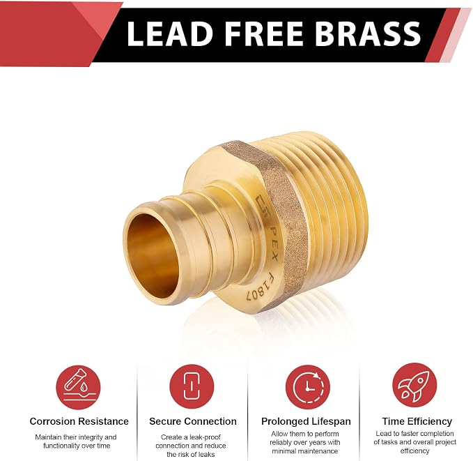 200-Pack EFIELD 3/4-inch Pex Crimp Fittings, 3/4 Inch x 3/4 Inch NPT Male NPT - Image 4