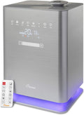 Crane Ultrasonic Warm & Cool Mist Air Humidifier for Bedroom, Top Fill, UV Light, 1.2 Gallon Tank, 500 Sq Ft Coverage, With Remote, Grey
