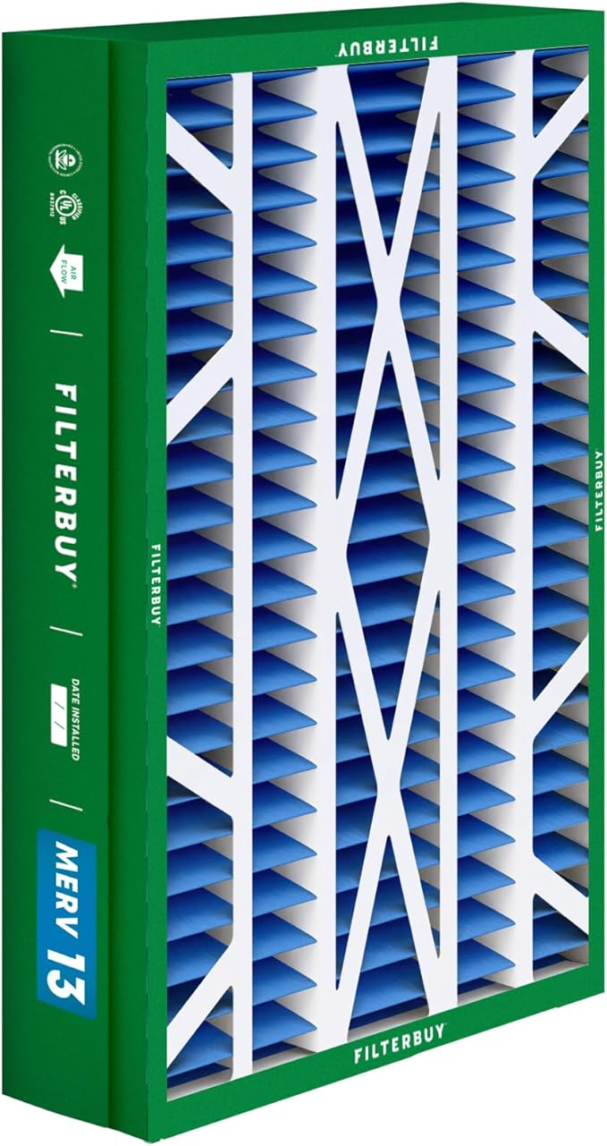 Filterbuy 14.5x27x5 Air Filter MERV 13 Optimal Defense (2-Pack), Pleated HVAC AC Furnace Air Filters for Trane, American Standard, Honeywell, and Accumulair (Actual Size: 14.06 x 26.13 x 4.97 Inches)
