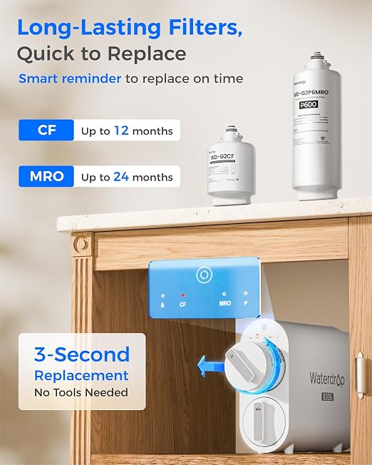 Waterdrop G2P600 Reverse Osmosis System, TDS Reduction, 7 Stage Water Filtration - Image 6