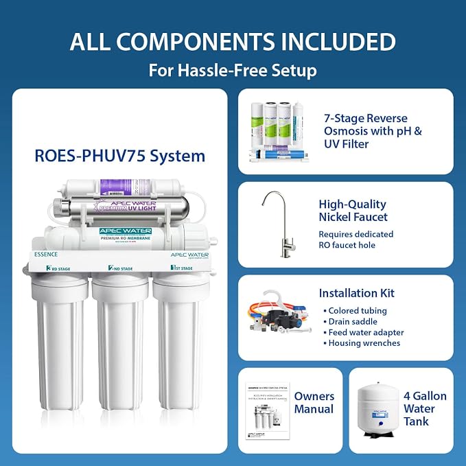 APEC Water ROES-PHUV75, 7-Stage Alkaline Under Sink Reverse Osmosis Water - Image 3
