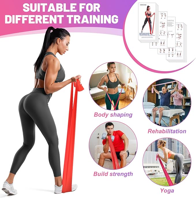 5 Pcs Resistance Bands, Professional Exercise Bands Elastic Stretch Bands for Fitness Yoga Pilates Stretching Strength Training, Workout Bands for Women and Men Home Gym-FlexoryFit