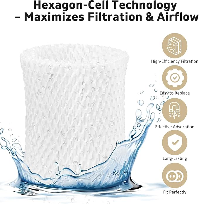 6 Pack Humidifier Replacement Filter for Canopy Bedside and Nursery Humidifier, Natural Wood Pulp & Paper Material, Humidifier Wicking Filter Lasts 6 Weeks