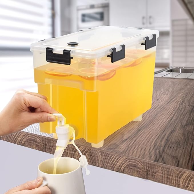 1.5 Gallon Drink Dispenser For Fridge,Beverage Dispenser With Spigot. Milk,Lemonade Dispenser,Juice Containers With Lids For Fridge, Parties And Dairly Use，100% Sealed And Filter screen