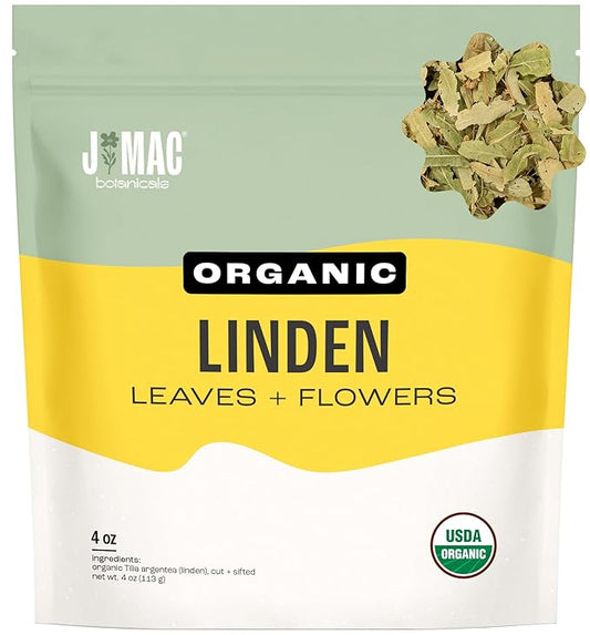 J Mac Botanicals, Organic Linden Leaf and Flower, Whole Leaves and Flowers-FlexoryFit