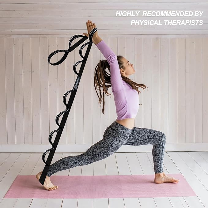 Premium Durable Stretch Straps with Loops, Stretching Strap for Physical Therapy, Multi-Loop Yoga Strap Fitness Exercise Strap for Yoga, Pilates, Dance, Flexibility&Exercise-FlexoryFit