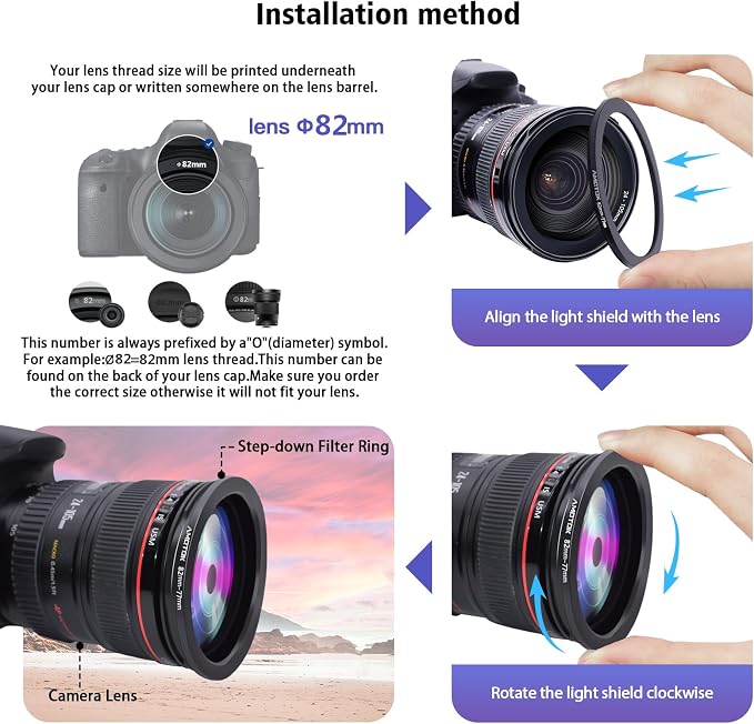 82mm Lens to 77mm Camera Lens Adapter, 82mm to 77mm Filter Step-Down Ring - Image 5