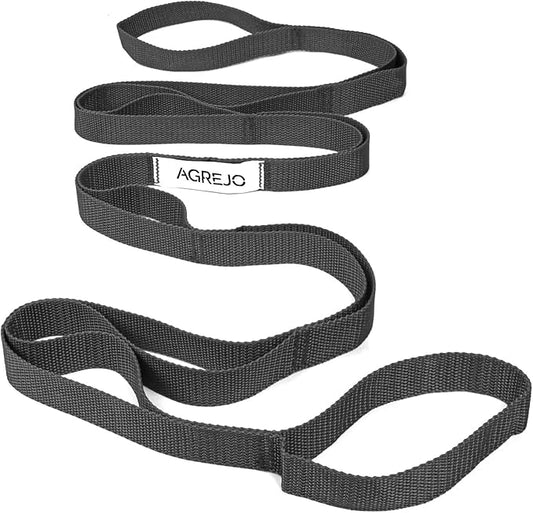 Stretching Strap Yoga Strap Physical Therapy for Home Workout, 10 Loops Non-Elastic Stretch Band for Pilates, Flexibility, Exercise and Gymnastics-FlexoryFit