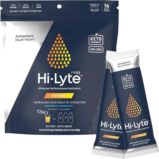 Hi-Lyte Pro Hydration Packets - 16 Individual Drink Packets | Orange | Flavored Electrolyte Powder | Sugar-Free, Zero Carb, Zero Calorie-FlexoryFit