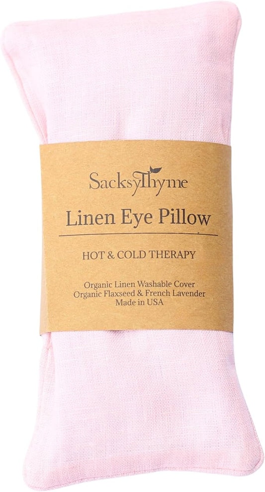 Organic Linen Eye Pillow - Lavender & Flaxseed for Relaxation, Yoga, Stress Relief - Microwavable Heating Pad & Cool Compress - Made in USA - Gifts for Meditation-FlexoryFit