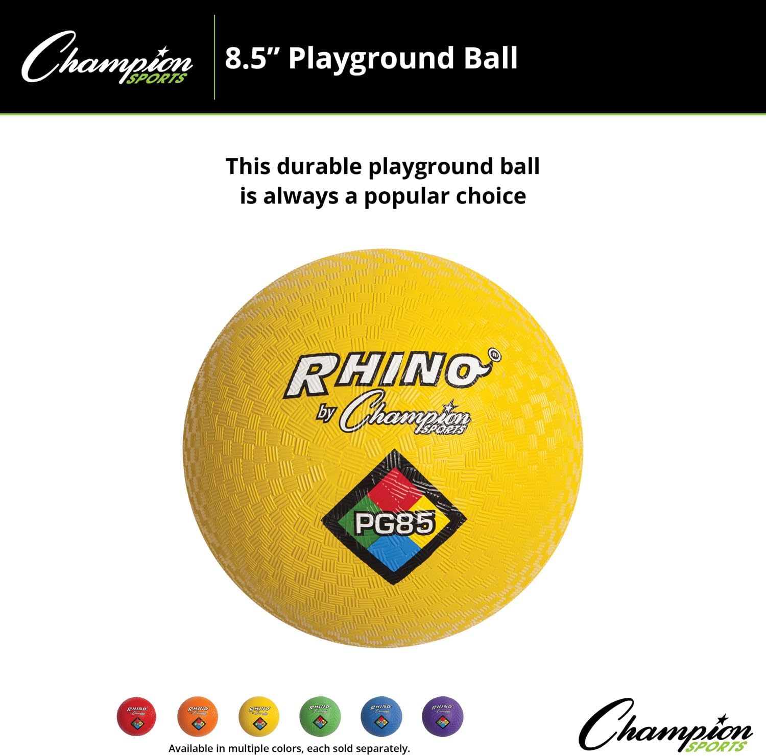 Champion Sports Playground Balls – Single Balls & Sets, Multiple Colors, Durable Nylon-Wound Construction for Kickball & Indoor/Outdoor Play