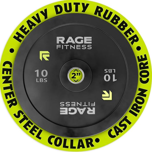 Olympic Bumper Plates, Rubber Formula With Steel Insert (10lb, 15lb, 25lb, 35lb, 45lb - SOLD INDIVIDUALLY), Olympic Weight Plates for Strength Training, Bench Press, Squats, Powerlifting