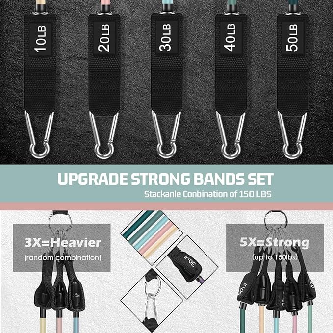 VEICK Resistance Bands, Exercise Bands, Workout Bands, Resistance Bands for Working Out with Handles for Men and Women, Exercising Bands for Fitness Weights Work Out at Home-FlexoryFit