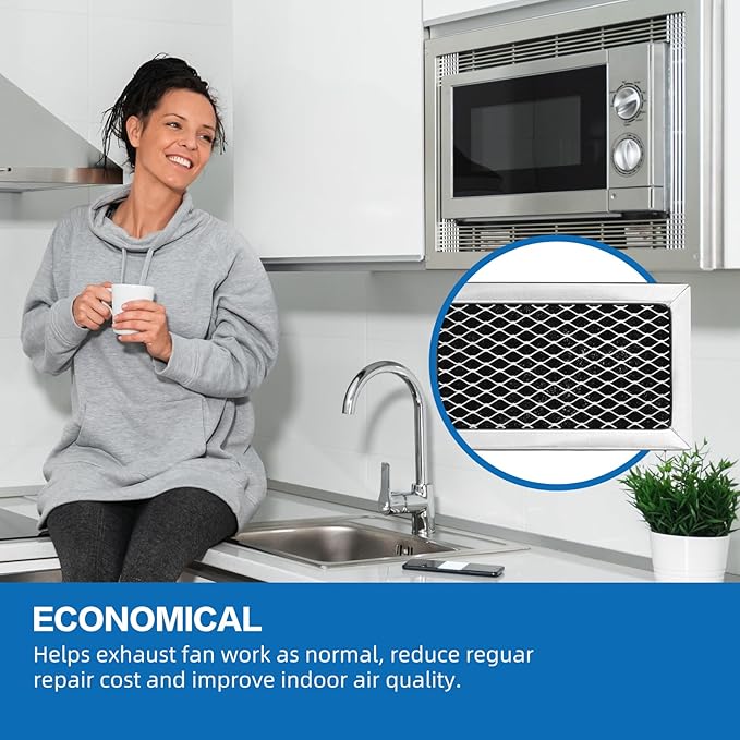 W10845250 W10892387 Microwave Charcoal Grease Filter Replaces for Whirlpool, Maytag, Amana Over-The-Range Microwave W10845250 4455038 AP6036051 PS11769323 5-1/4” X 3-1/4” X 3/8” (2 Pack)