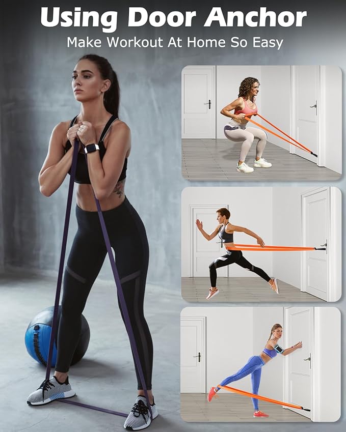 Zacro Resistance Bands, 6 Resistance Levels Pull Up Assistance Bands, Exercise Bands for Men&Women, Heavy Duty Resistance Band Set with Door Anchor, for Working Out, Muscle Training, Physical Therapy-FlexoryFit
