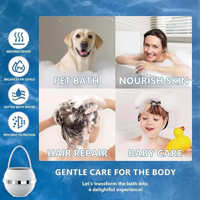 Yodel Bath Filter for Tub,Bathtub Hard Water Softner to Remove Chlorine and Fluoride, Improves Skin, Hair and Nails Condition,White