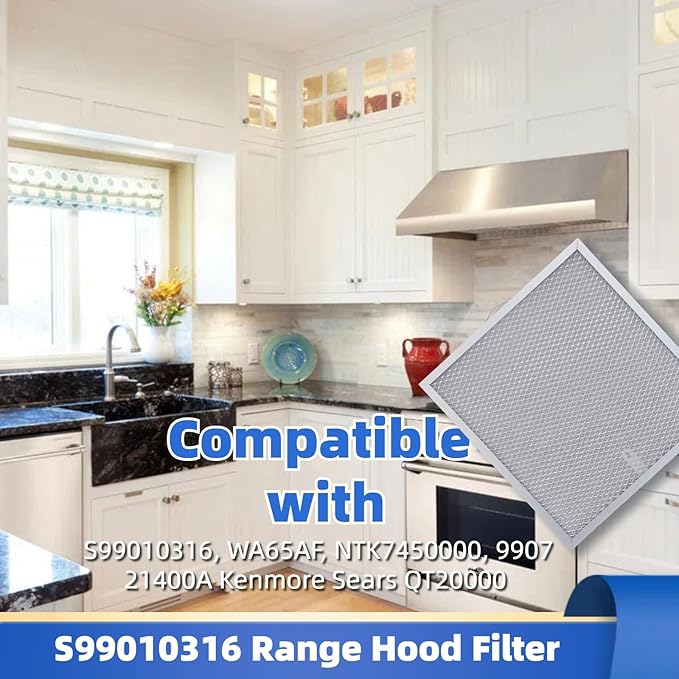S99010316 Range Hood Grease Filter 11 1/4" x 11 3/4", Kitchen Hood Filter 5-layer aluminum mesh for BPQTAF, WA65AF, NTK7450000, 990721400, 990721400A 2-pack