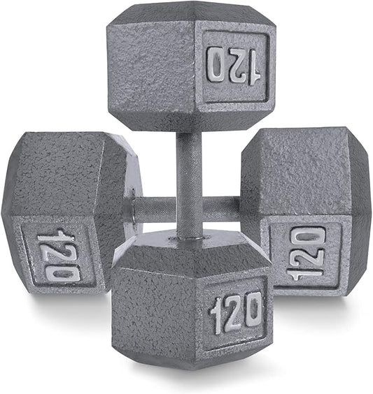 WF Athletic Supply Cast Iron Solid Hexagon Gray/Black Dumbbells, Strength Training Free Weights Set of 2 for Women and Men, Hand Weights Sold by Pairs, Multi-Select Size Options Available-FlexoryFit