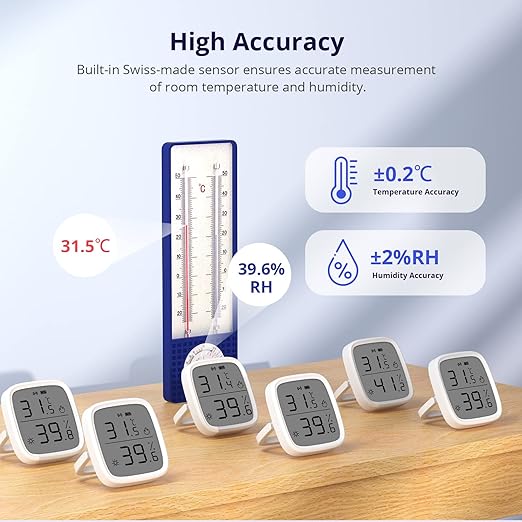 SONOFF Zigbee Indoor Temperature Humidity Sensor, SNZB-02D LCD Wireless Smart Thermometer Hygrometer, Compatible with Alexa & Google Home for Remote Monitoring and Home Automation, 2-Pack