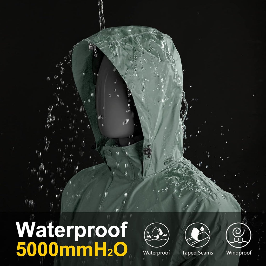 33,000ft Packable Rain Jacket Men's Lightweight Waterproof Rain Shell Jacket Raincoat with Hood for Golf Cycling Windbreaker