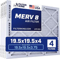 Filter King 19.5x19.5x4 Air Filter | 4-PACK | MERV 8 HVAC Pleated A/C Furnace Filters | MADE IN USA | Actual Size: 19.5 x 19.5 x 3.75"
