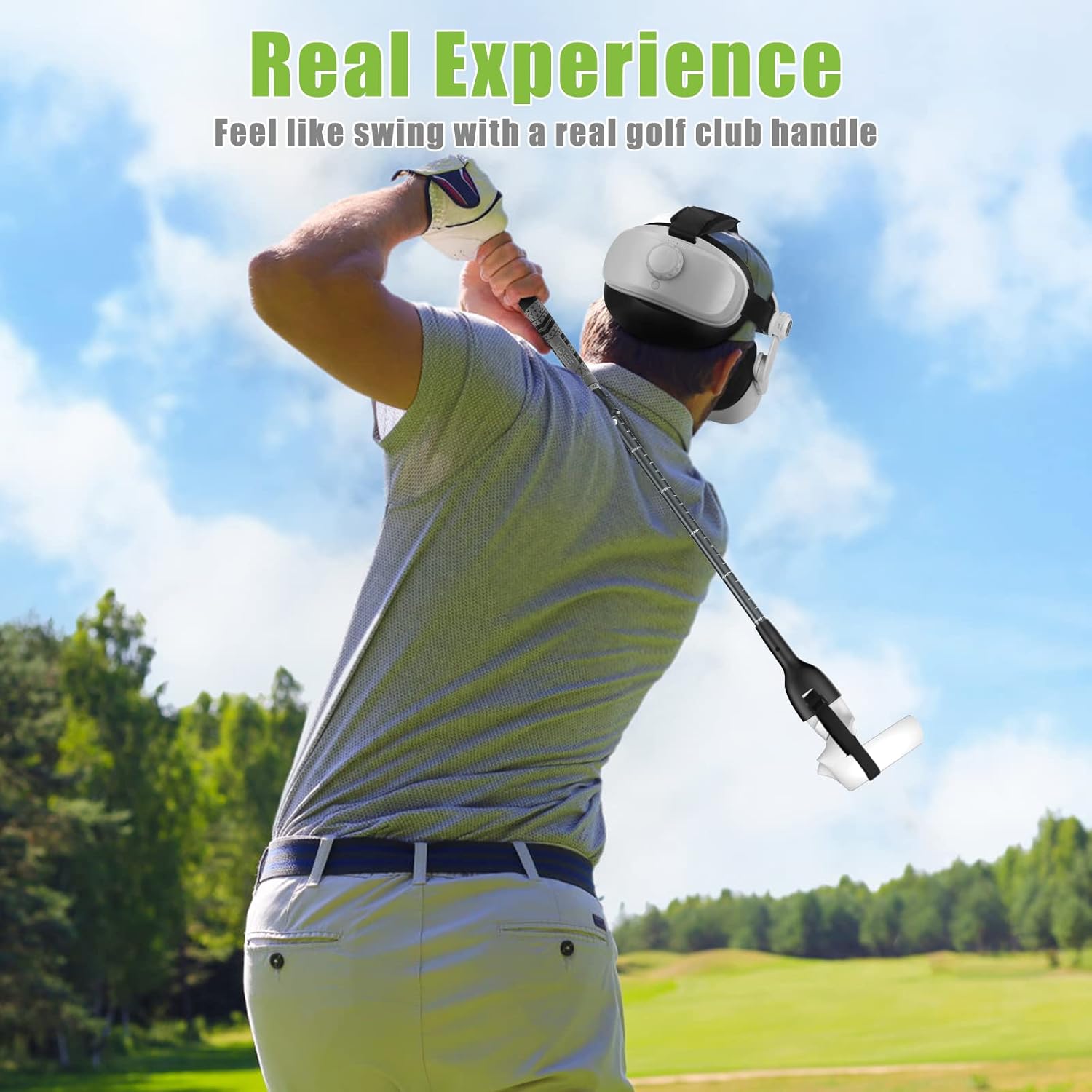 Adjustable Length VR Golf Club Handle Compatible for Oculus-Quest 2-Accessories, Virtual Reality Baseball Controller Attachment, Simulator Real Golf Game Bat Adapter for Golf+, Walkabout Mini Golf