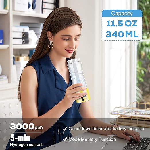 Hydrogen Water Bottle Generator with SPE/PEM Technology, Portable H2 Water Ionizer Machine, Birthday,Xmas Gift for Family Friends Office Travel Sports (Gold, 9.05*Φ2.63in)